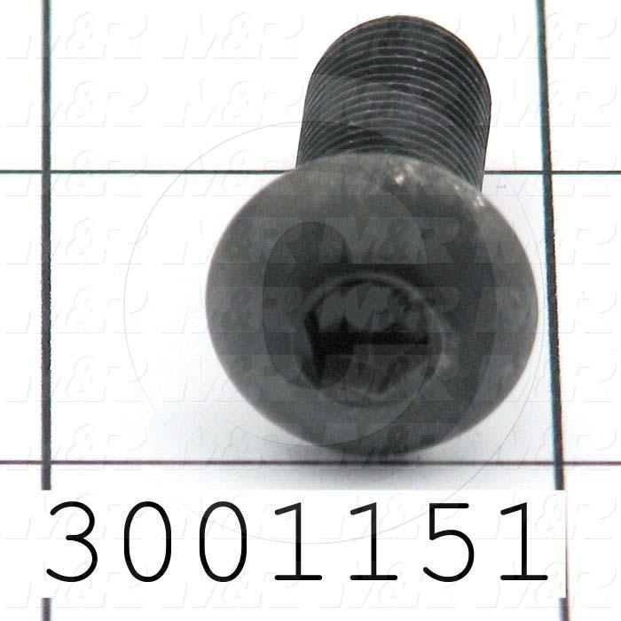 Machine Screws, Button Head, Steel, Thread Size 3/8-24, Screw Length 1", Full Thread Length, Right Hand, Black Oxide