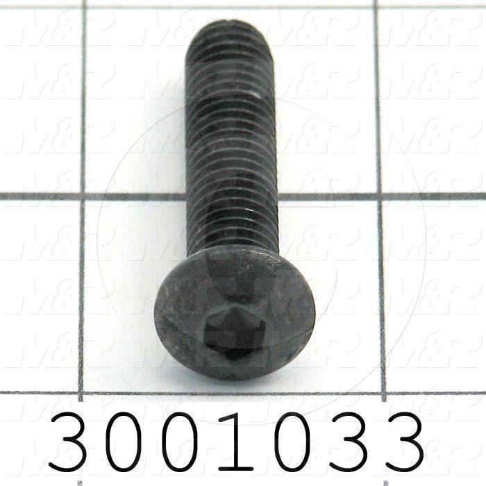 Machine Screws, Button Head, Steel, Thread Size 5/16-18, Screw Length 1 1/2 in., Full Thread Length, Right Hand, Black Oxide