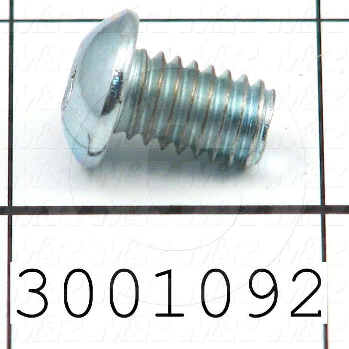 Machine Screws, Button Head, Steel, Thread Size 5/16-18, Screw Length 1/2 in., Full Thread Length, Right Hand, Zinc