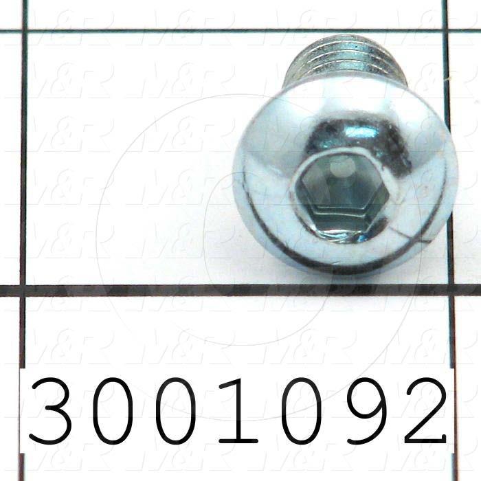 Machine Screws, Button Head, Steel, Thread Size 5/16-18, Screw Length 1/2 in., Full Thread Length, Right Hand, Zinc