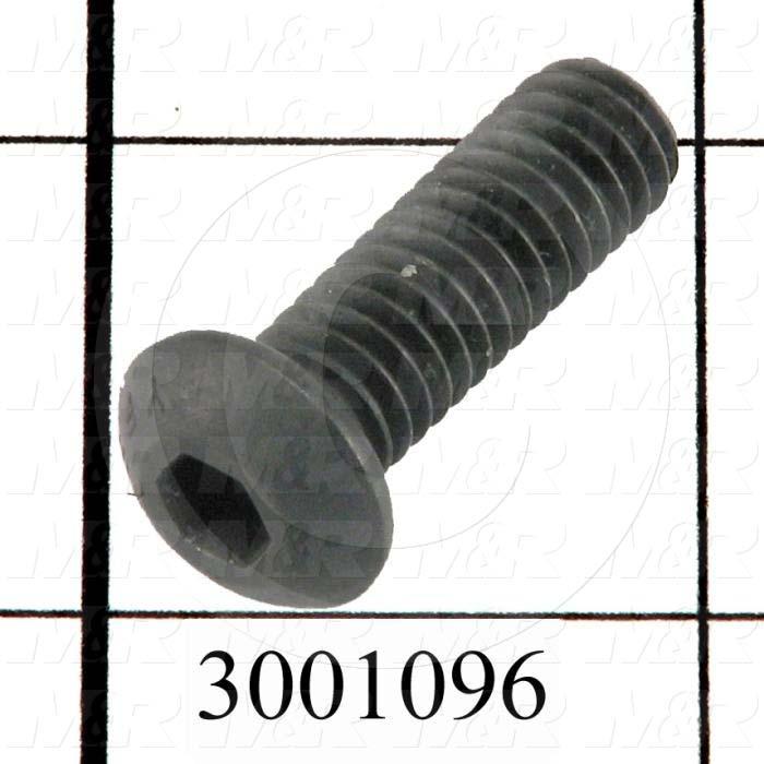 Machine Screws, Button Head, Steel, Thread Size 5/16-18, Screw Length 1", Full Thread Length, Right Hand, Black Electro Polyseal