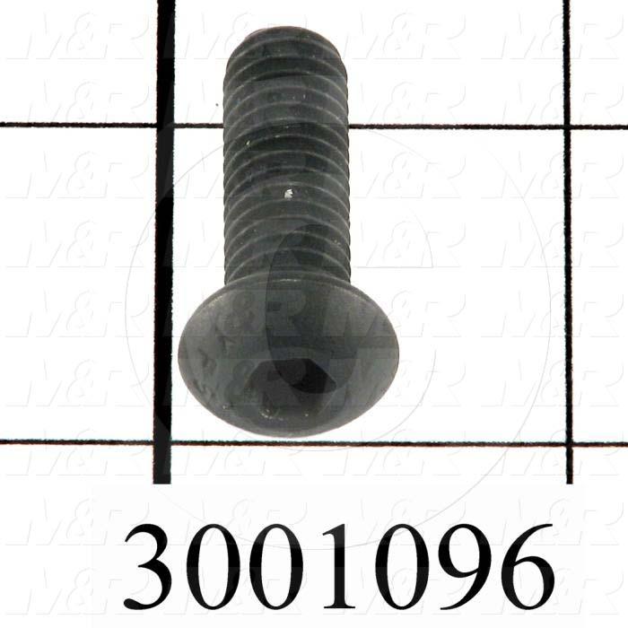 Machine Screws, Button Head, Steel, Thread Size 5/16-18, Screw Length 1", Full Thread Length, Right Hand, Black Electro Polyseal