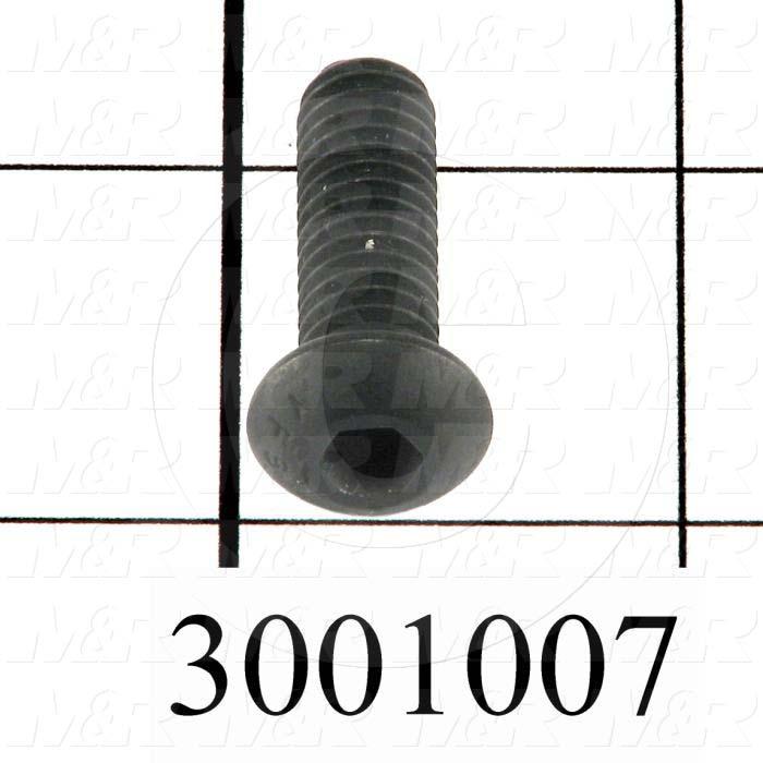 Machine Screws, Button Head, Steel, Thread Size 5/16-18, Screw Length 1", Full Thread Length, Right Hand, Black Oxide