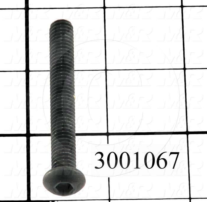 Machine Screws, Button Head, Steel, Thread Size 5/16-18, Screw Length 2 1/2", Full Thread Length, Right Hand, Black Oxide