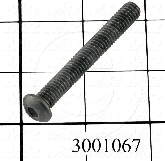 Machine Screws, Button Head, Steel, Thread Size 5/16-18, Screw Length 2 1/2", Full Thread Length, Right Hand, Black Oxide