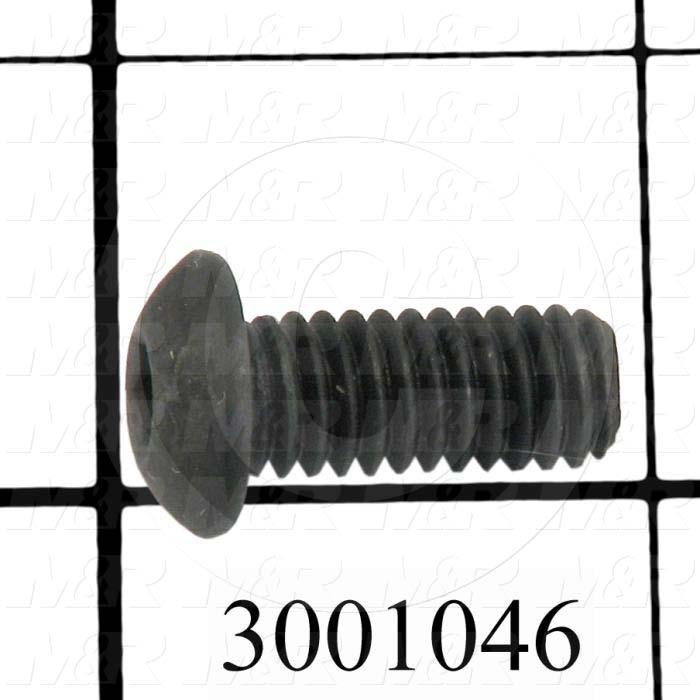Machine Screws, Button Head, Steel, Thread Size 5/16-18, Screw Length 3/4", Full Thread Length, Right Hand, Black Electro Polyseal