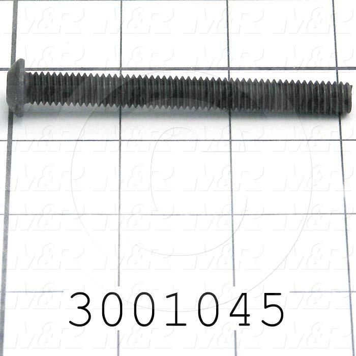 Machine Screws, Button Head, Steel, Thread Size 5/16-18, Screw Length 3 in., Full Thread Length, Right Hand, Black Oxide
