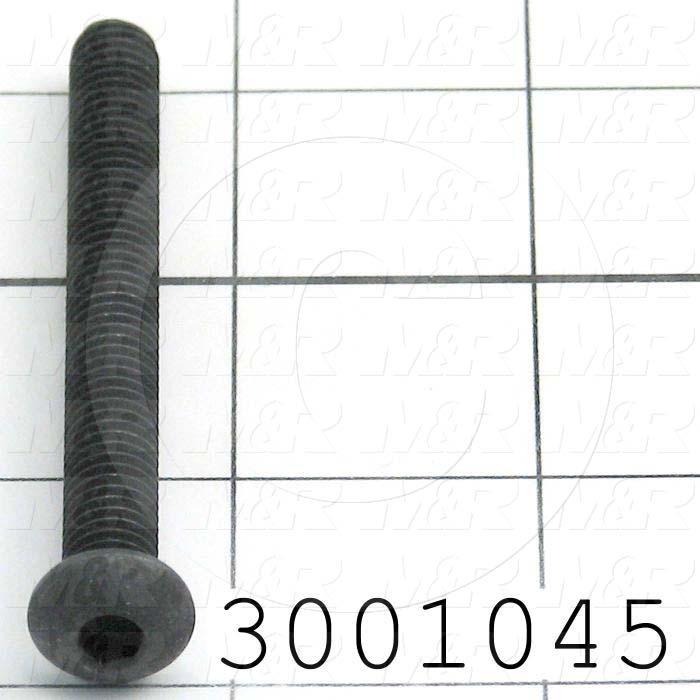 Machine Screws, Button Head, Steel, Thread Size 5/16-18, Screw Length 3 in., Full Thread Length, Right Hand, Black Oxide