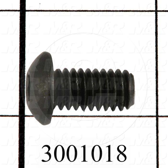 Machine Screws, Button Head, Steel, Thread Size 5/16-18, Screw Length 5/8", Full Thread Length, Right Hand, Black Oxide