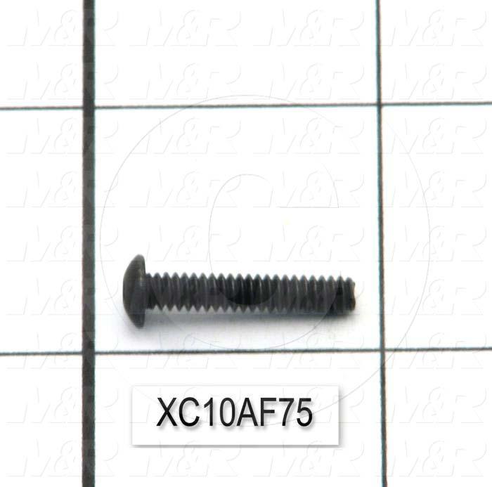 Machine Screws, Button Head, Steel, Thread Size 6-32, Screw Length 3/4", Full Thread Length, Right Hand, Black Oxide