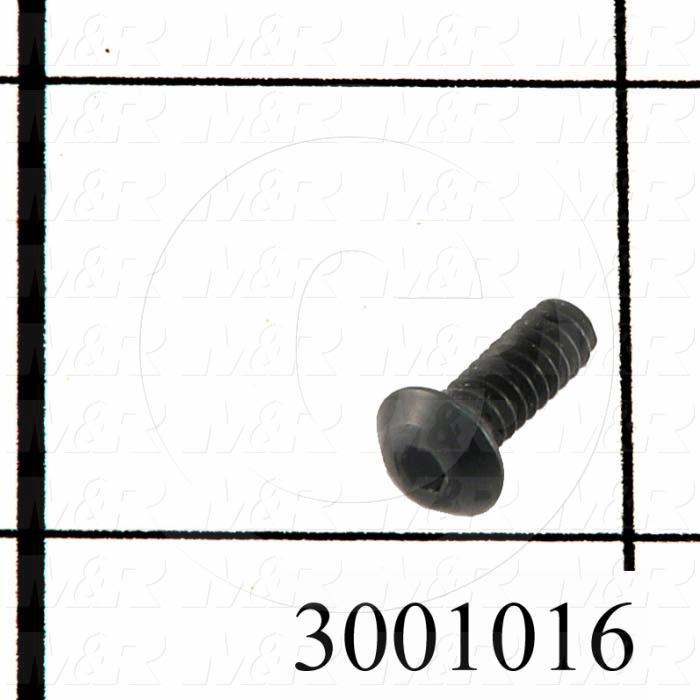 Machine Screws, Button Head, Steel, Thread Size 6-32, Screw Length 3/8", Full Thread Length, Right Hand, Black Oxide