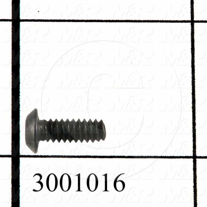 Machine Screws, Button Head, Steel, Thread Size 6-32, Screw Length 3/8", Full Thread Length, Right Hand, Black Oxide