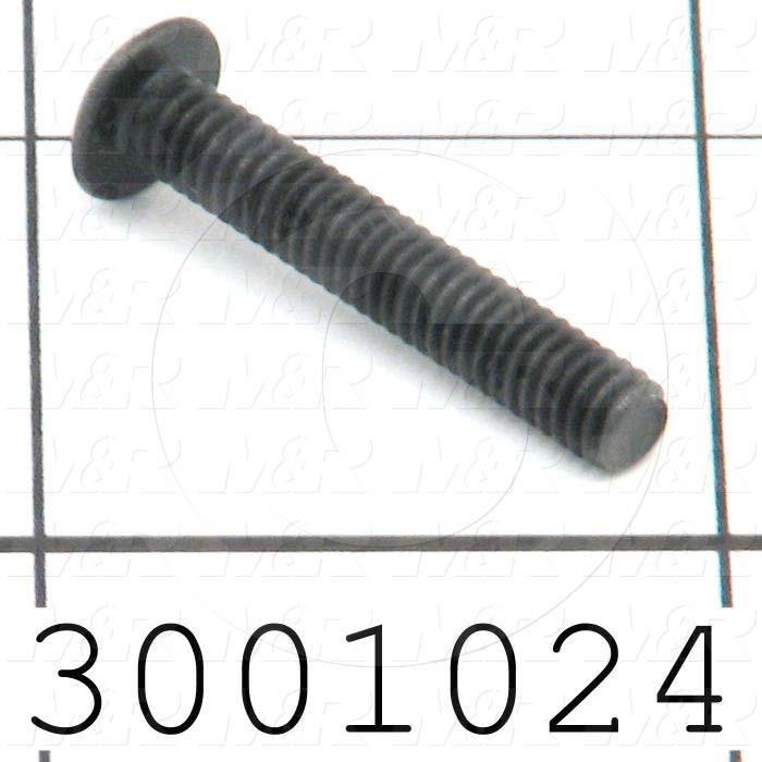 Machine Screws, Button Head, Steel, Thread Size 8-32, Screw Length 1", Full Thread Length, Right Hand, Black Oxide