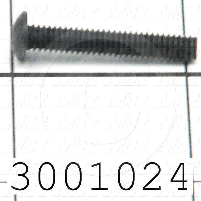 Machine Screws, Button Head, Steel, Thread Size 8-32, Screw Length 1", Full Thread Length, Right Hand, Black Oxide