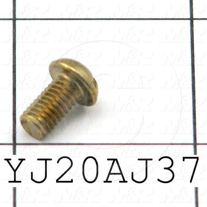 Machine Screws, Button, Slotted Head, Brass, Thread Size 10-32, Screw Length 3/8", 0.375" Thread Length, Right Hand