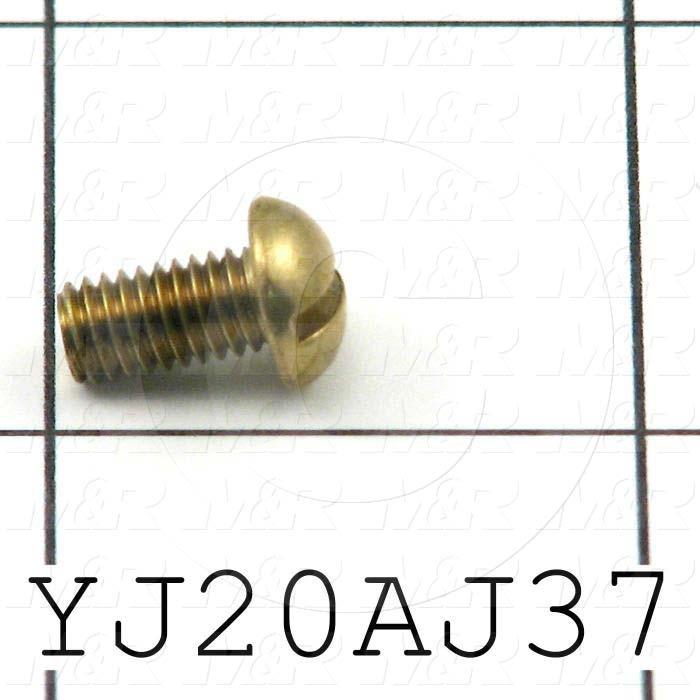 Machine Screws, Button, Slotted Head, Brass, Thread Size 10-32, Screw Length 3/8", 0.375" Thread Length, Right Hand