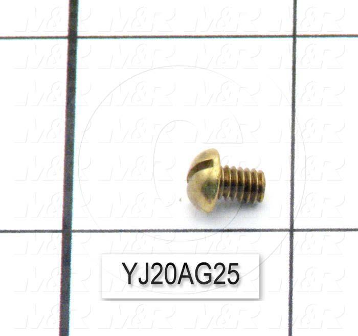 Machine Screws, Button, Slotted Head, Brass, Thread Size 8-32, Screw Length 0.25 in., 0.375" Thread Length, Right Hand