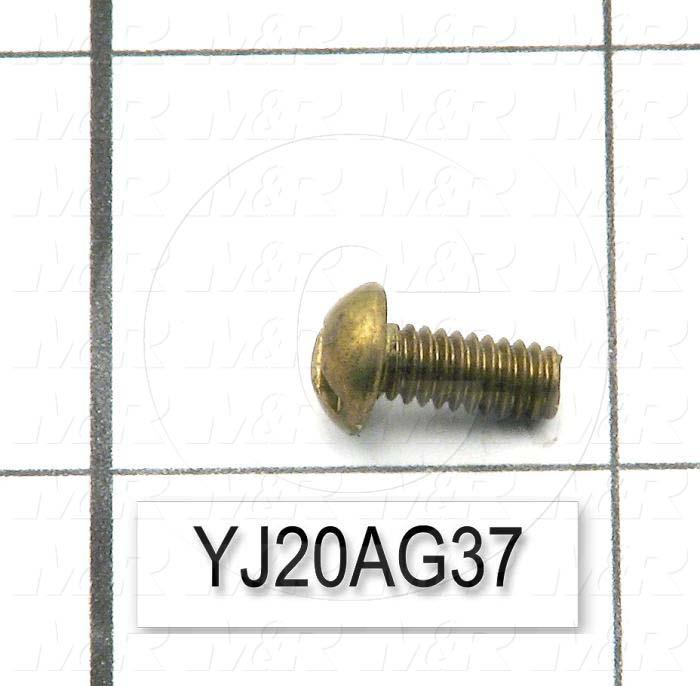 Machine Screws, Button, Slotted Head, Brass, Thread Size 8-32, Screw Length 3/8", 0.375" Thread Length, Right Hand