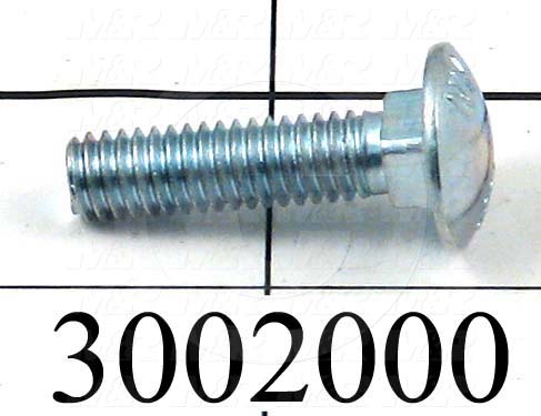 Machine Screws, Carriage Head, Steel, Thread Size 5/16-18, Screw Length 1 1/4 in., Full Thread Length, Right Hand, Zinc