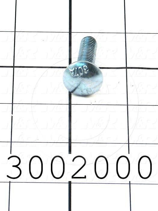 Machine Screws, Carriage Head, Steel, Thread Size 5/16-18, Screw Length 1 1/4 in., Full Thread Length, Right Hand, Zinc