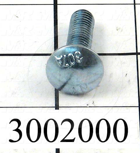 Machine Screws, Carriage Head, Steel, Thread Size 5/16-18, Screw Length 1 1/4 in., Full Thread Length, Right Hand, Zinc