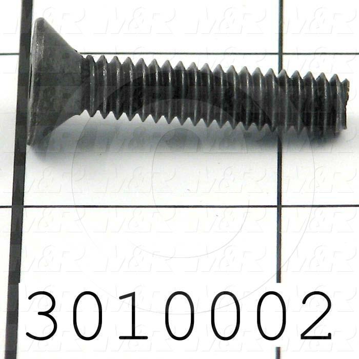 Machine Screws, Flat Head, Steel, Thread Size 1/4-20, Screw Length 1 1/4 in., Full Thread Length, Right Hand, Black Oxide