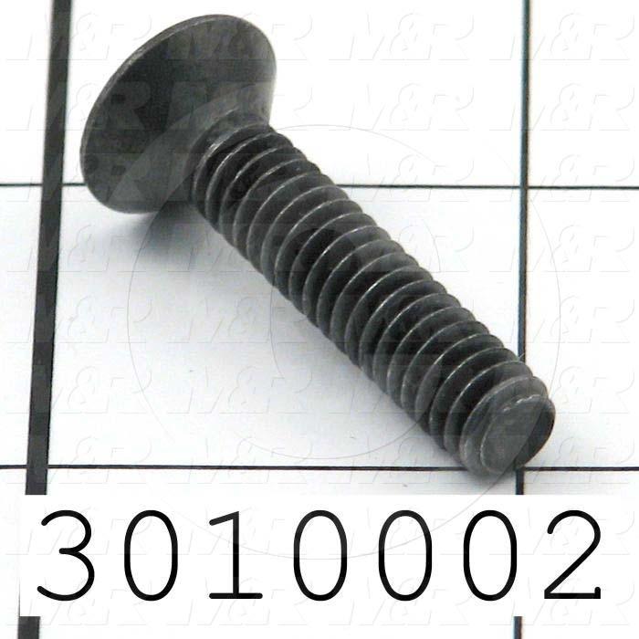Machine Screws, Flat Head, Steel, Thread Size 1/4"-20, Screw Length 1 1/4 in., Full Thread Length, Right Hand, Black Oxide