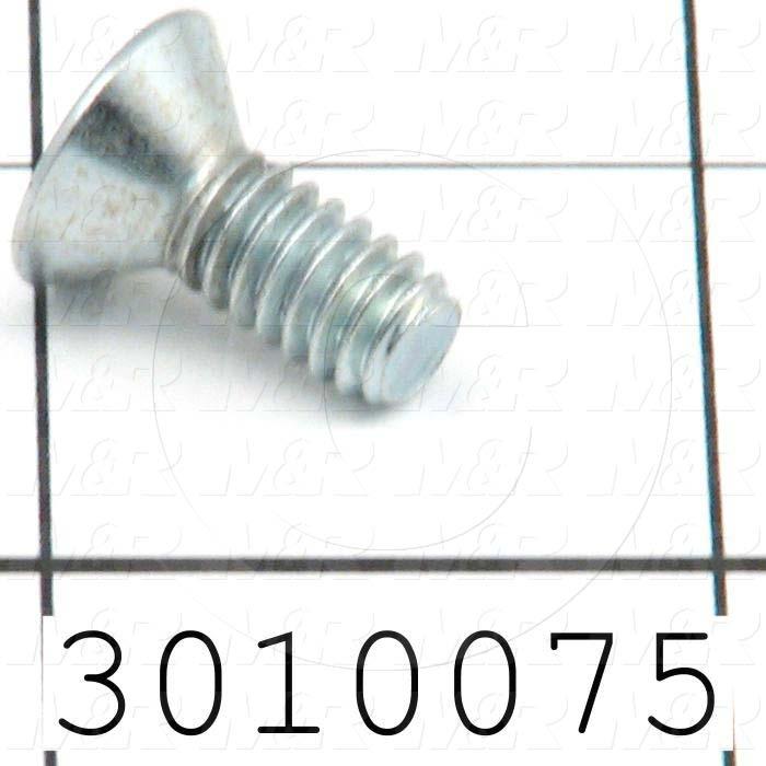 Machine Screws, Flat Head, Steel, Thread Size 1/4-20, Screw Length 5/8", Full Thread Length, Right Hand, Zinc