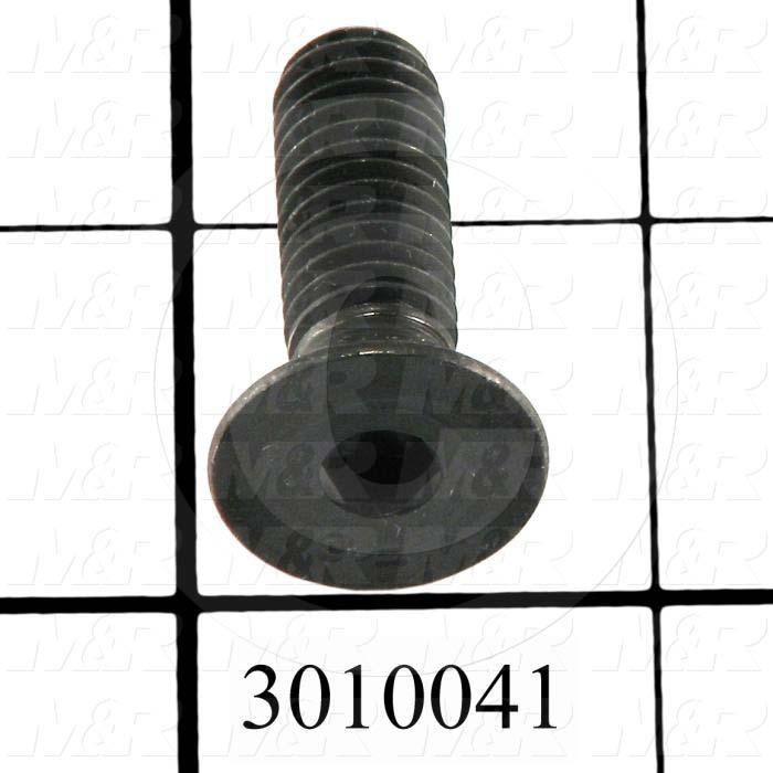 Machine Screws, Flat Head, Steel, Thread Size 3/8-16, Screw Length 1 1/4 in., Full Thread Length, Right Hand, Black Oxide