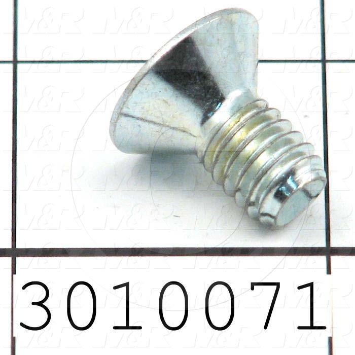 Machine Screws, Flat Head, Steel, Thread Size 5/16-18, Screw Length 5/8", Full Thread Length, Right Hand, Zinc