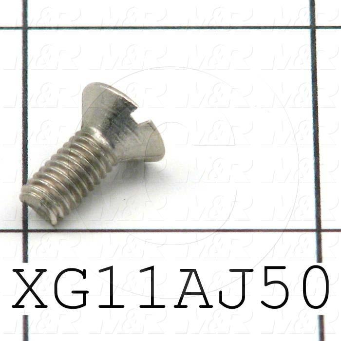 Machine Screws, Flat Slotted Head, Steel, Thread Size 10-32, Screw Length 1/2 in., Right Hand, Nickel