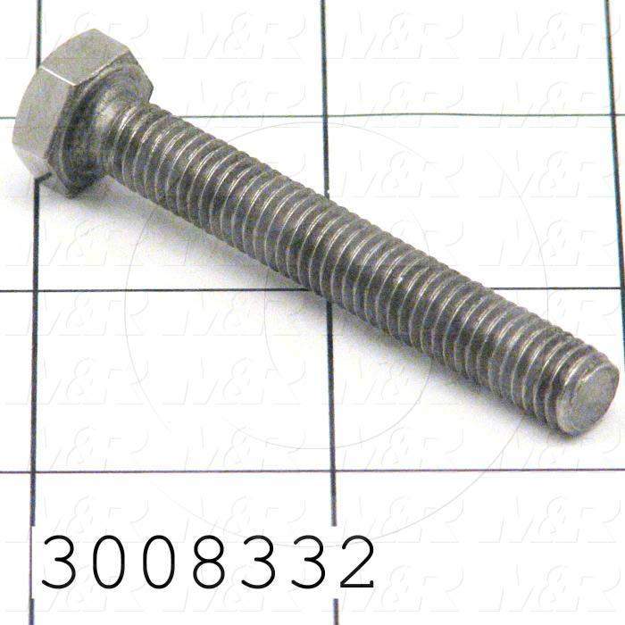 Machine Screws, Hex Head, Stainless Steel, Thread Size M8, Screw Length 55mm, Full Thread Length, Right Hand, Plain