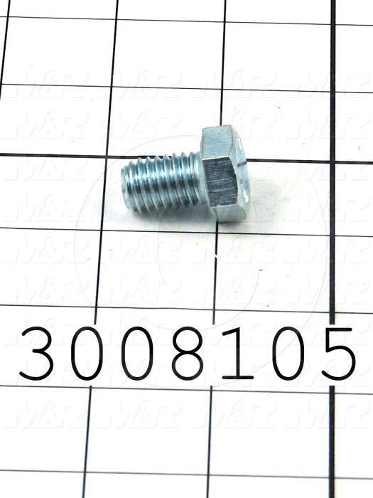 Machine Screws, Hex Head, Steel, Grade Class 5, Thread Size 1/2-13, Screw Length 3/4", Full Thread Length, Right Hand, Zinc