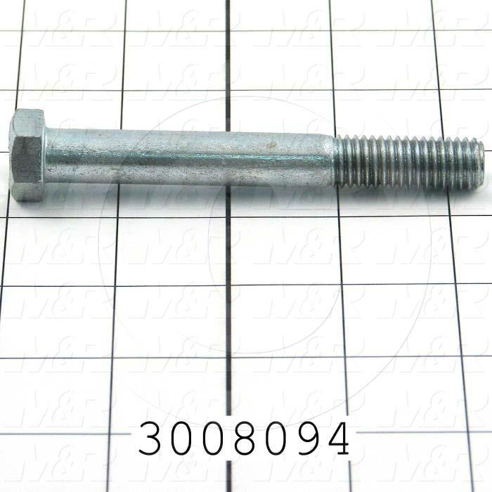 Machine Screws, Hex Head, Steel, Grade Class 5, Thread Size 1/2-13, Screw Length 4 in., Partial Thread Length, Right Hand, Zinc