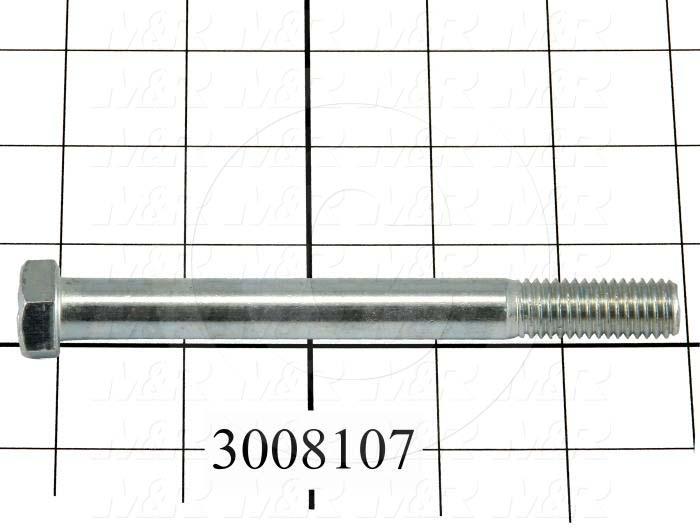 Machine Screws, Hex Head, Steel, Grade Class 5, Thread Size 1/2-13, Screw Length 5 in., Partial Thread Length, Right Hand, Zinc