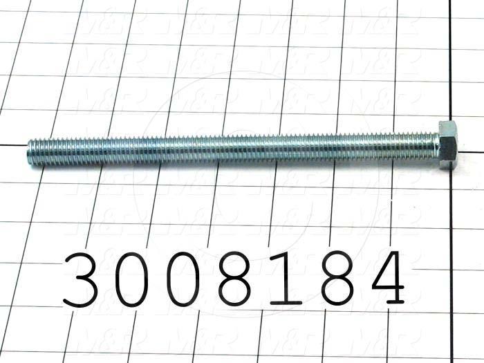 Machine Screws, Hex Head, Steel, Grade Class 5, Thread Size 1/2-13, Screw Length 7 in., Full Thread Length, Right Hand, Zinc