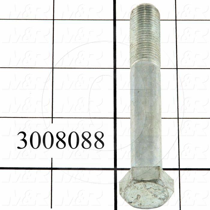 Machine Screws, Hex Head, Steel, Grade Class 5, Thread Size 1/2-20, Screw Length 3 1/2", Partial Thread Length, Right Hand, Zinc