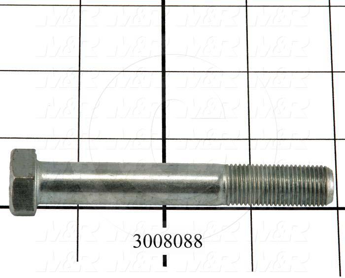 Machine Screws, Hex Head, Steel, Grade Class 5, Thread Size 1/2-20, Screw Length 3 1/2", Partial Thread Length, Right Hand, Zinc