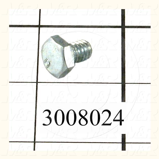 Machine Screws, Hex Head, Steel, Grade Class 5, Thread Size 1/4"-20, Screw Length 3/8", Full Thread Length, Right Hand, Zinc