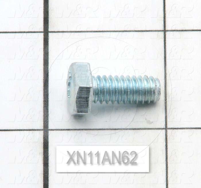 Machine Screws, Hex Head, Steel, Grade Class 5, Thread Size 1/4-20, Screw Length 5/8", 0.625" Thread Length, Right Hand, Zinc Plated