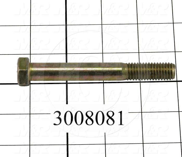 Machine Screws, Hex Head, Steel, Grade Class 5, Thread Size 3/4-10, Screw Length 2 1/2", Partial Thread Length, Right Hand, Zinc