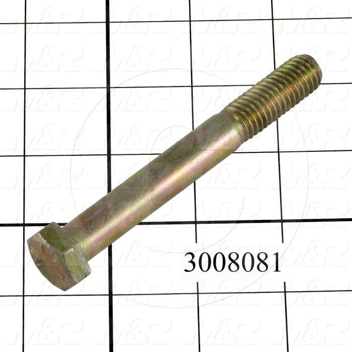 Machine Screws, Hex Head, Steel, Grade Class 5, Thread Size 3/4-10, Screw Length 2 1/2", Partial Thread Length, Right Hand, Zinc