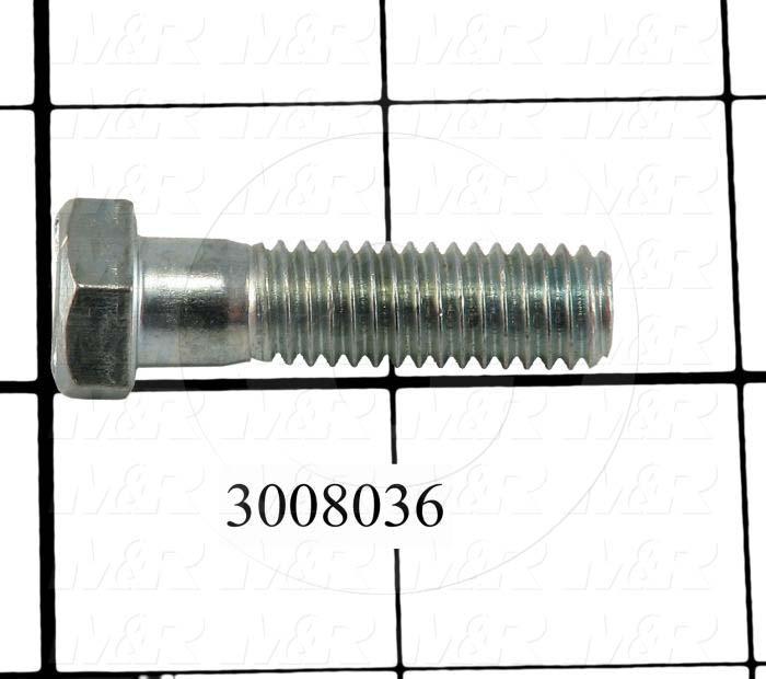 Machine Screws, Hex Head, Steel, Grade Class 5, Thread Size 3/8-16, Screw Length 1 3/8 in., Full Thread Length, Right Hand, Zinc