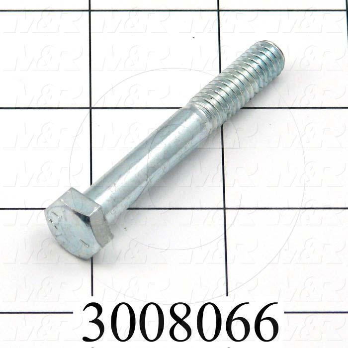 Machine Screws, Hex Head, Steel, Grade Class 5, Thread Size 5/16-18, Screw Length 2 1/4", Partial Thread Length, Right Hand, Zinc