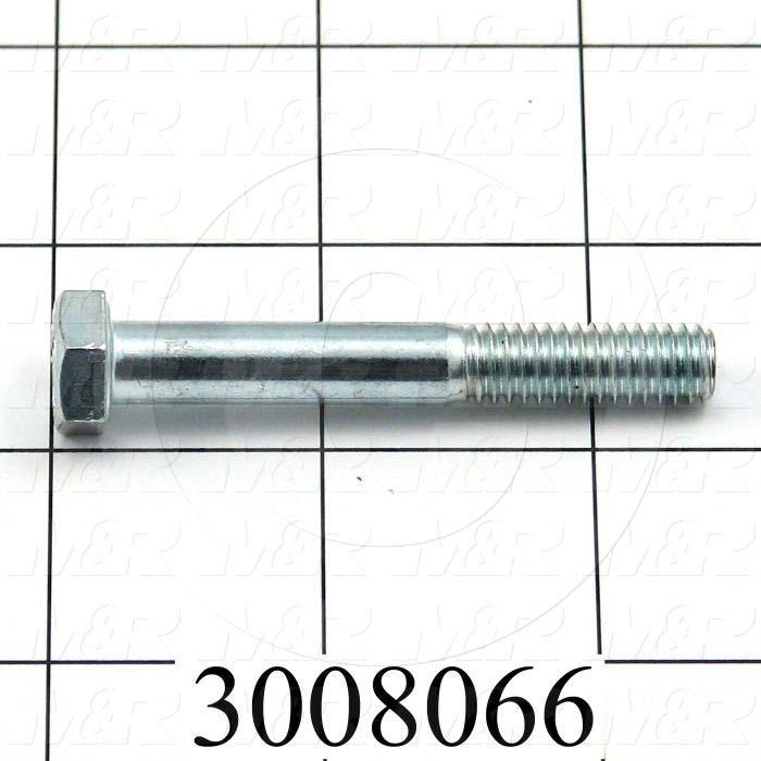 Machine Screws, Hex Head, Steel, Grade Class 5, Thread Size 5/16-18, Screw Length 2 1/4", Partial Thread Length, Right Hand, Zinc