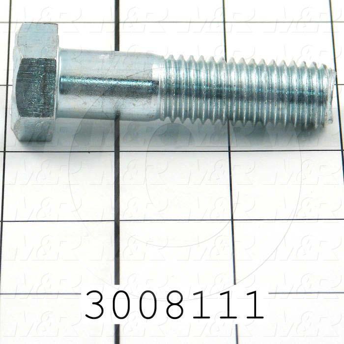 Machine Screws, Hex Head, Steel, Grade Class 5, Thread Size 5/8-11, Screw Length 2 1/2", Partial Thread Length, Right Hand, Zinc