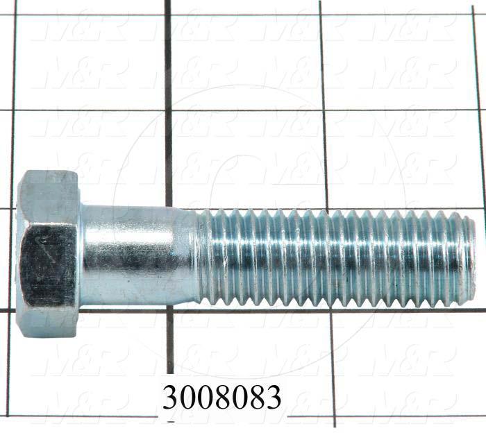 Machine Screws, Hex Head, Steel, Grade Class 5, Thread Size 5/8-18, Screw Length 2 1/4", Partial Thread Length, Right Hand, Zinc