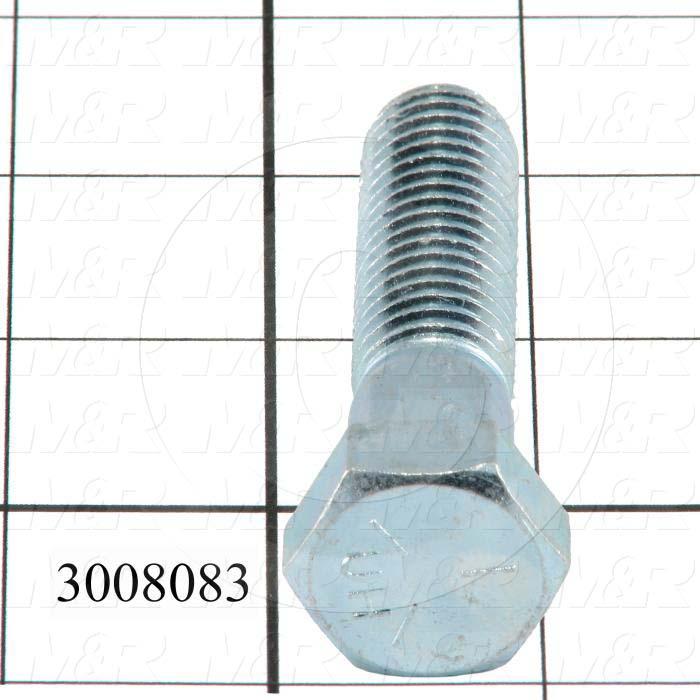 Machine Screws, Hex Head, Steel, Grade Class 5, Thread Size 5/8-18, Screw Length 2 1/4", Partial Thread Length, Right Hand, Zinc