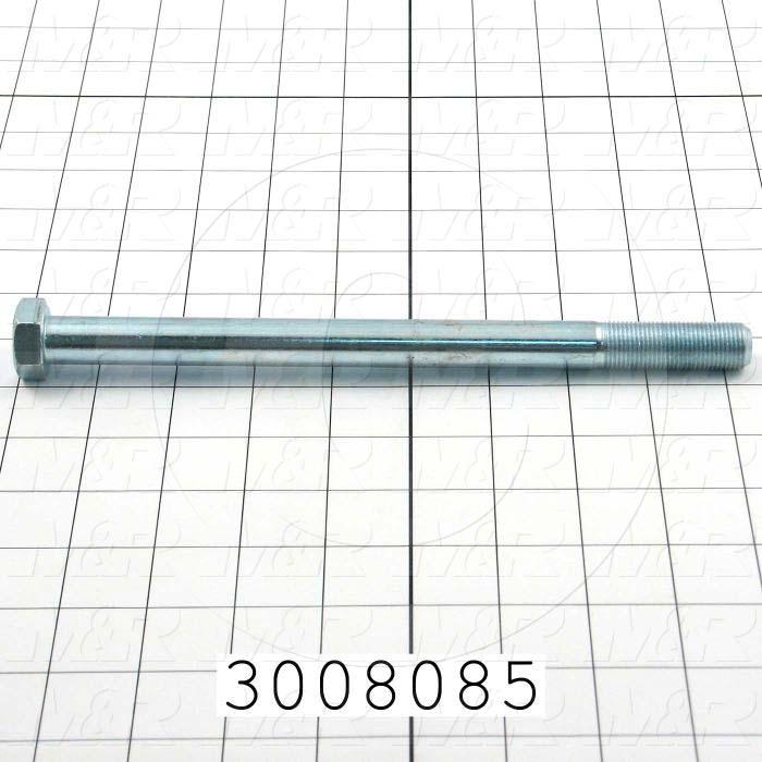 Machine Screws, Hex Head, Steel, Grade Class 5, Thread Size 5/8-18, Screw Length 9", Partial Thread Length, Right Hand, Zinc