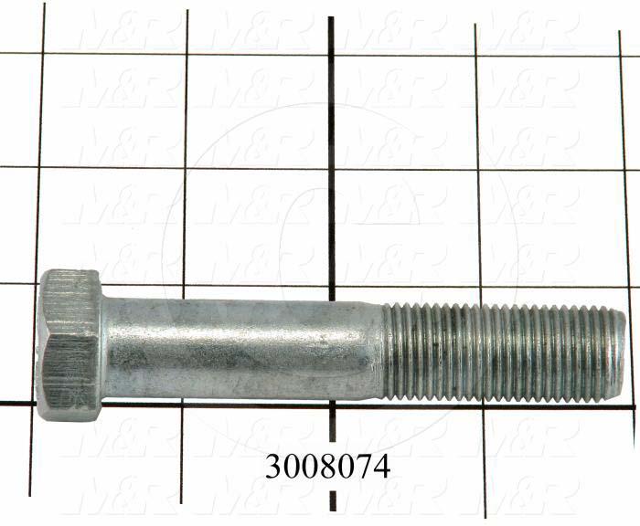 Machine Screws, Hex Head, Steel, Grade Class 5, Thread Size 9/16-18, Screw Length 3 in., Partial Thread Length, Right Hand, Zinc